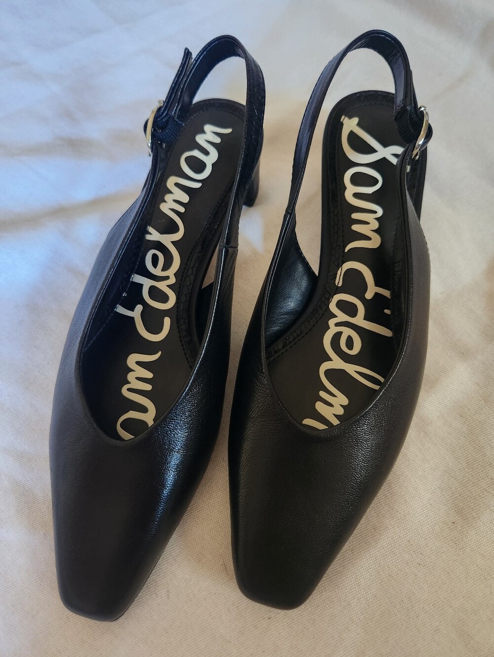 Sam Edelman Ronnie Black Leather Slingback Pointed Toe Heels Size 6